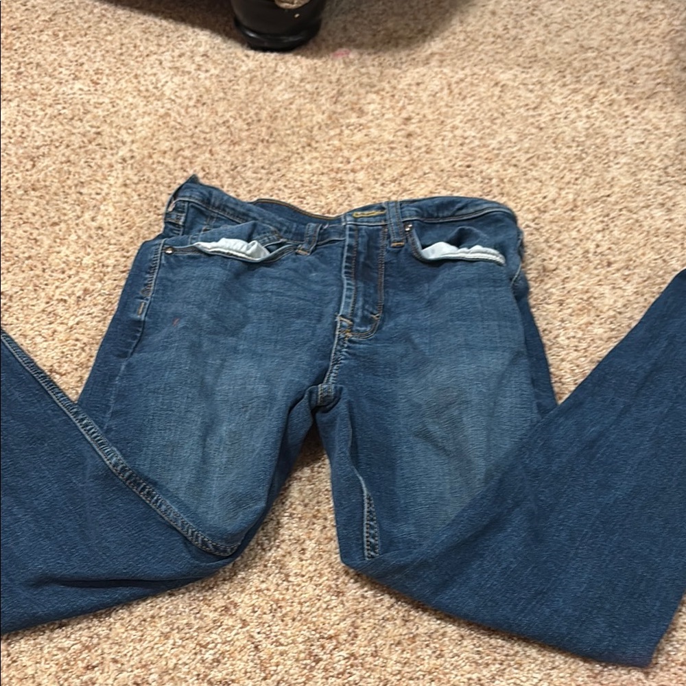Wrangler Blue Bootcut Jeans Distressed Denim